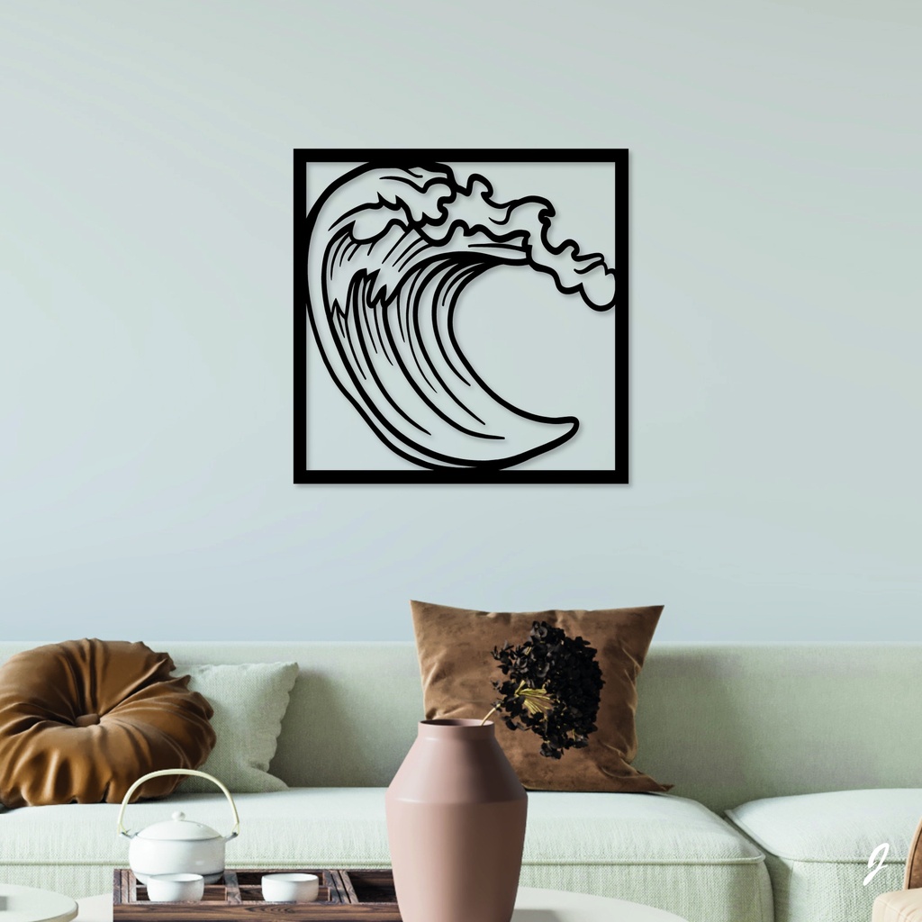 Tableau en bois décoratif découpé, évidé, Big wave