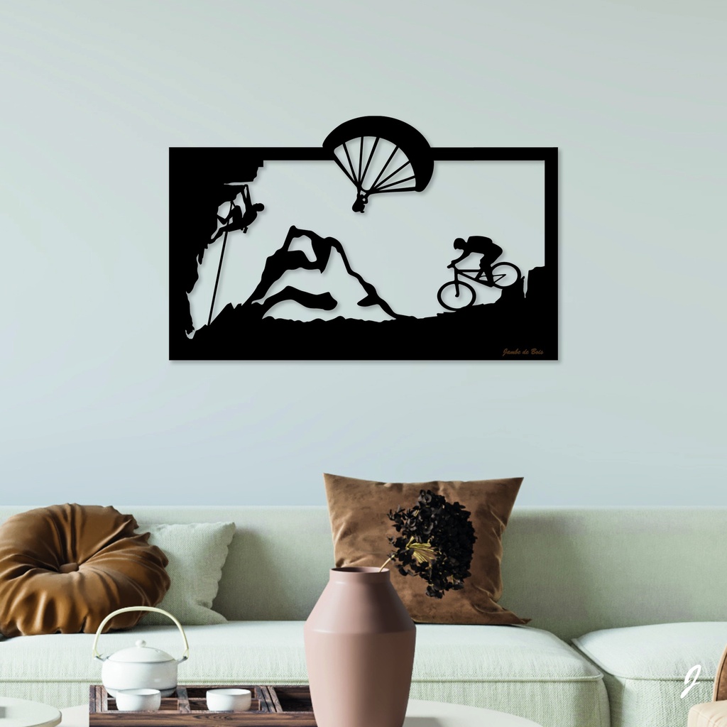 Tableau en bois décoratif découpé, évidé, Sports de Montagne
