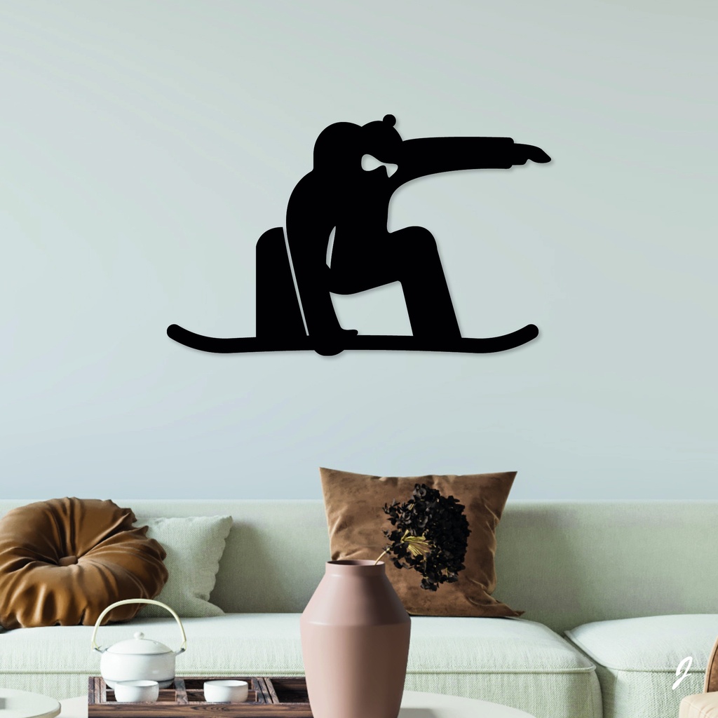 Tableau en bois décoratif découpé, évidé, Le Snowboarder - Grab