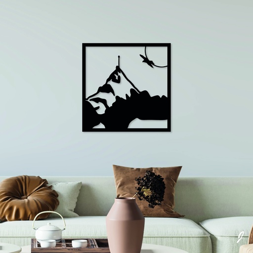 Tableau en bois décoratif découpé, évidé, L'Observatoire en montagne
