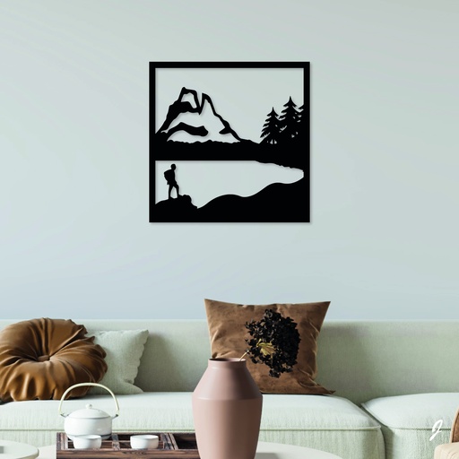 Tableau en bois décoratif découpé, évidé, Balade dans la valée