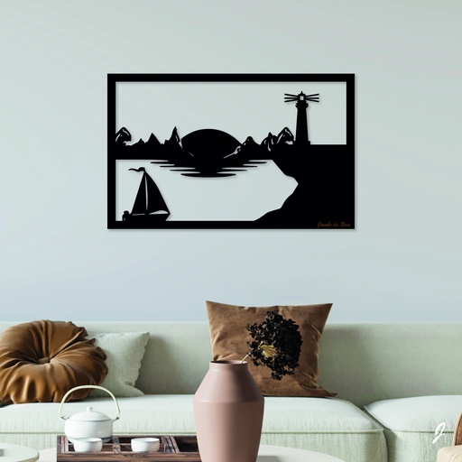 Tableau en bois décoratif découpé, évidé, Le Phare 