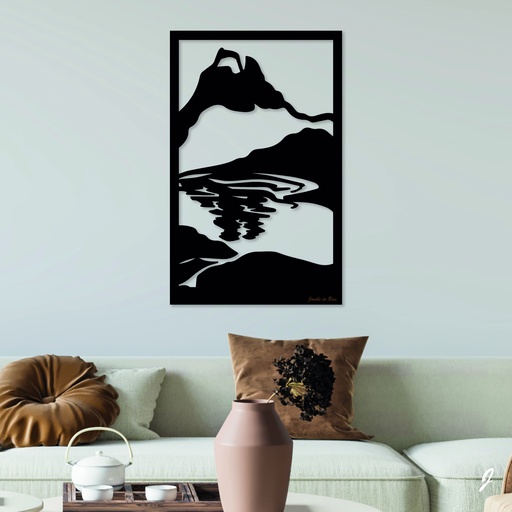 Tableau en bois décoratif découpé, évidé, Balade autour des lacs