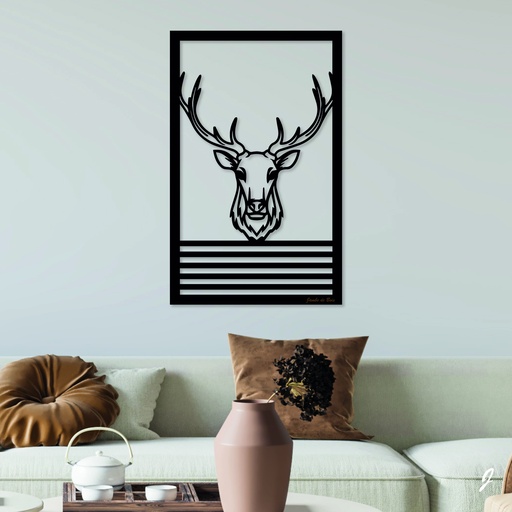 Tableau en bois décoratif découpé, évidé, Tête de Cerf 