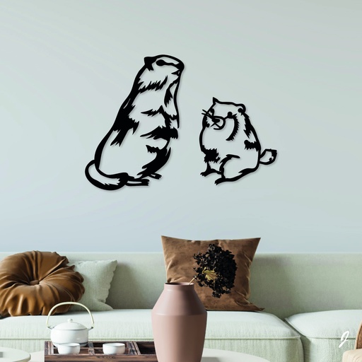 Tableau en bois décoratif découpé, évidé, Les Marmottes
