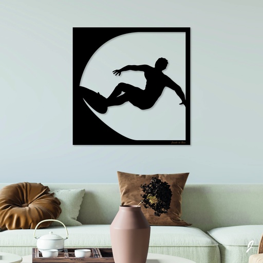 Tableau en bois décoratif découpé, évidé, Le Surf