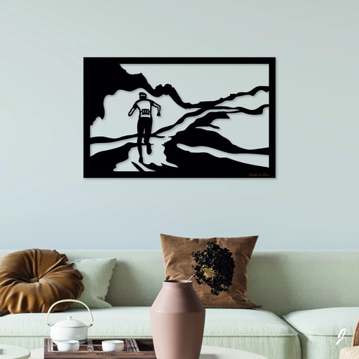 Tableau en bois décoratif découpé, évidé, Le Trail Runner