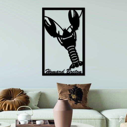 Tableau en bois décoratif découpé, évidé, Le Homard 