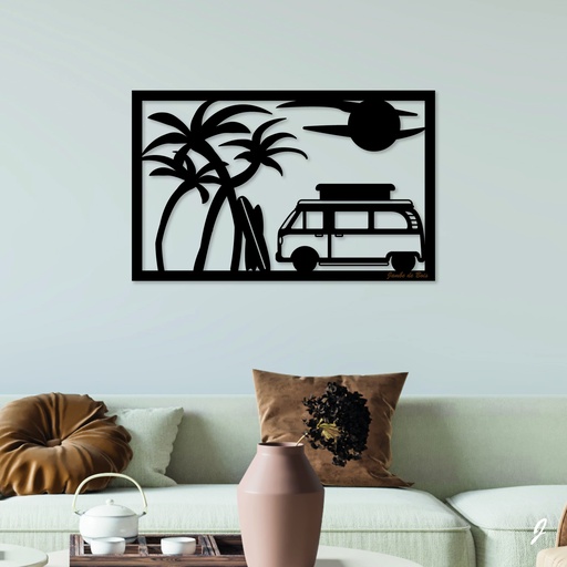 Tableau en bois décoratif découpé, évidé, Van Spot - Surf Spot