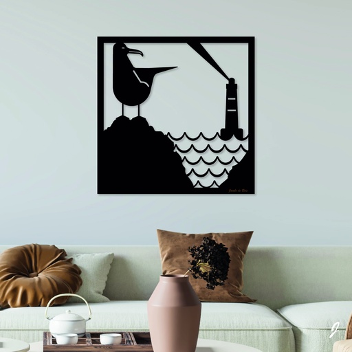 Tableau en bois décoratif découpé, évidé, La Mouette