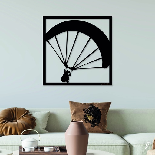 Tableau en bois décoratif découpé, évidé, Le Parapente