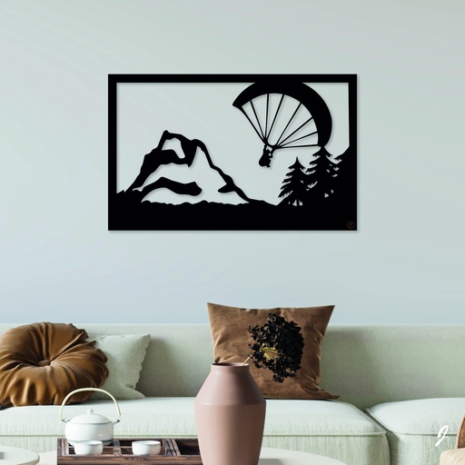 Tableau en bois décoratif découpé, évidé, Vol en Montagne
